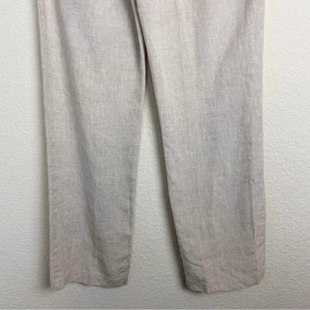 Reformation Tan Linen Straight Leg Pant